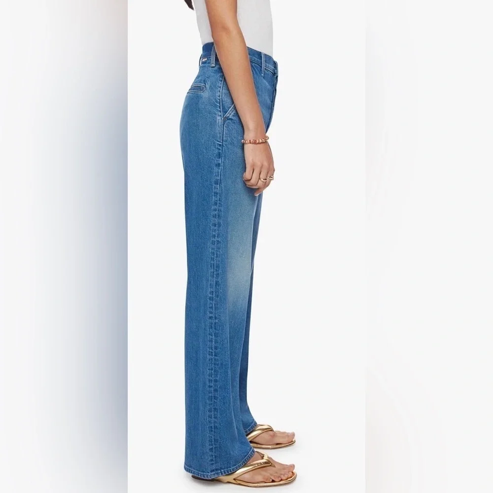 MOTHER Superior High Waisted Spinner Prep Skimp Flash Back Blue Size 33 - Picture 3 of 13
